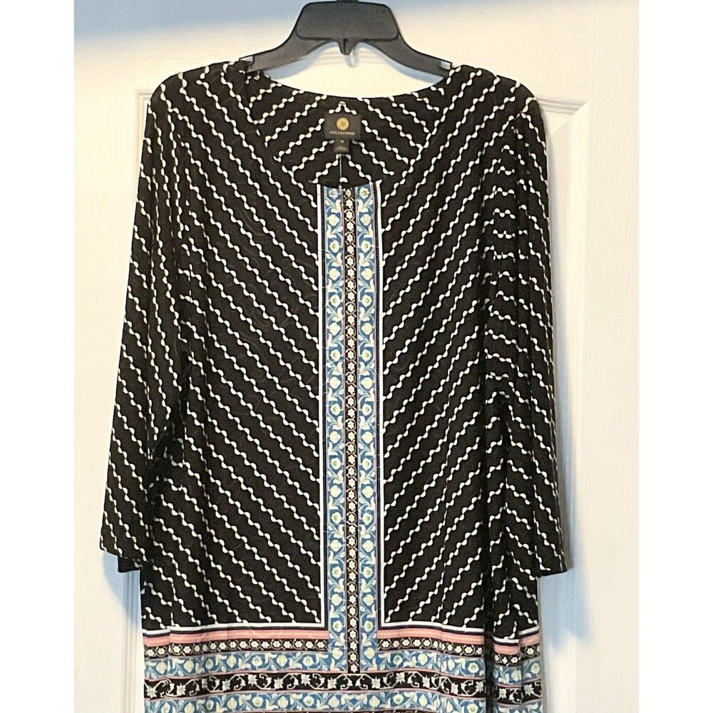 JM Collection Women's Plus Size Jacquard 3/4-Sleeve Top Size 2X, Black NWT - Picture 3 of 9